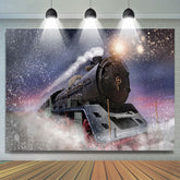 Lofaris Running Train Winter Night Christmas Party Backdrop